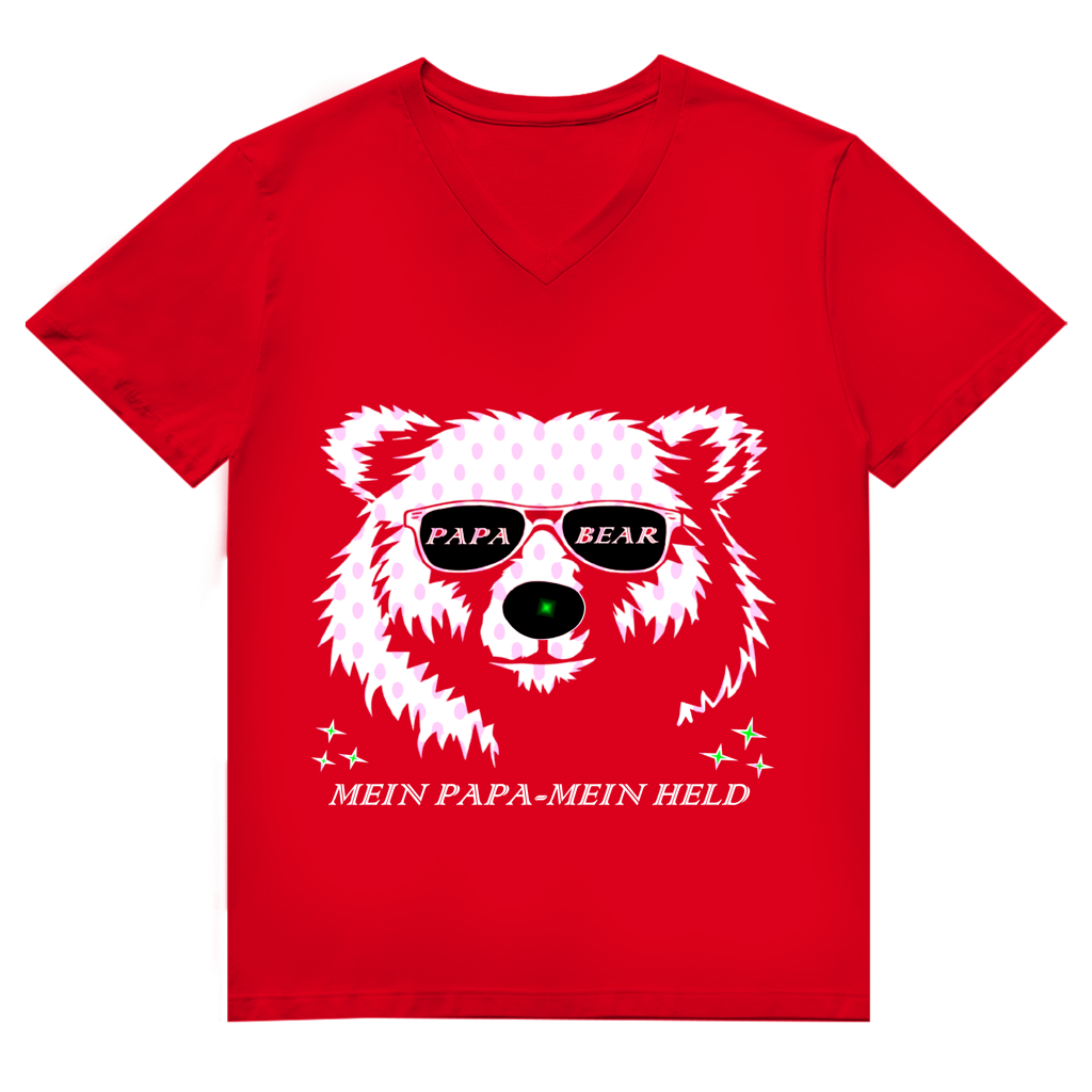 Herren Premium Bio V-Neck T-Shirt PAPA BEAR