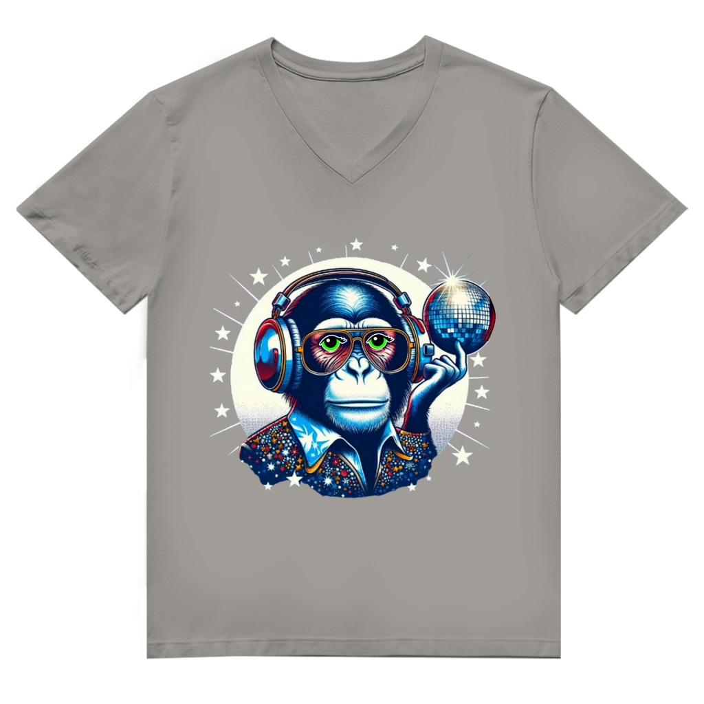 Herren Premium Bio V-Neck T-Shirt Disco King Monkey