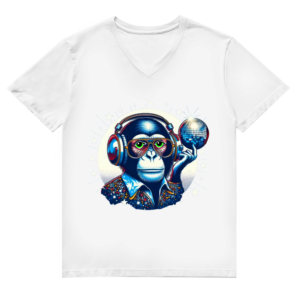 Herren Premium Bio V-Neck T-Shirt Disco King Monkey