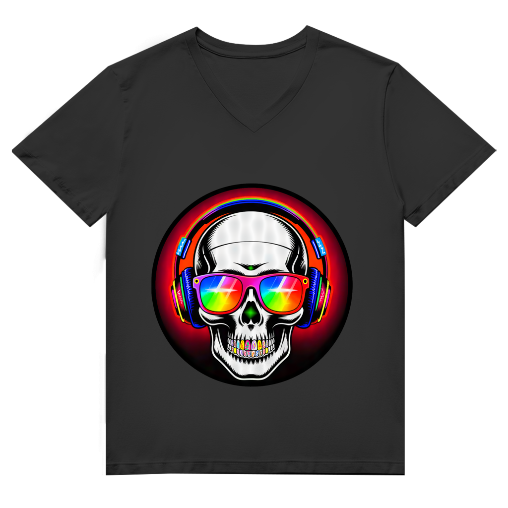Herren Premium Bio V-Neck T-Shirt Discoteka Skull