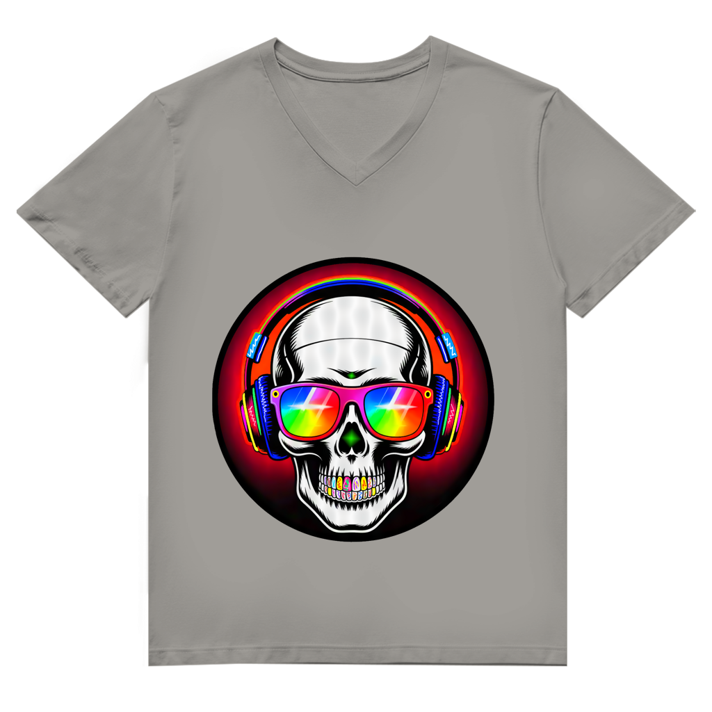 Herren Premium Bio V-Neck T-Shirt Discoteka Skull