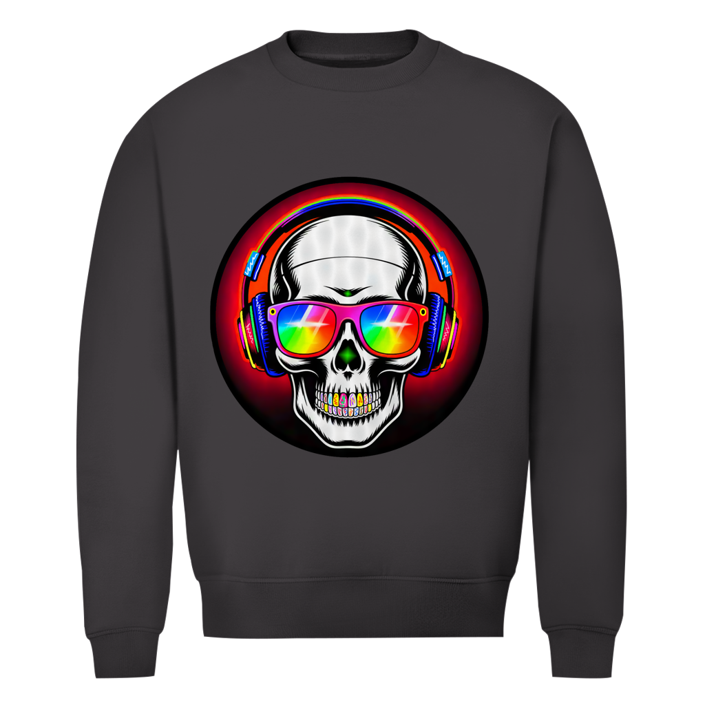 Herren Premium Bio Sweatshirt Discoteka Skull