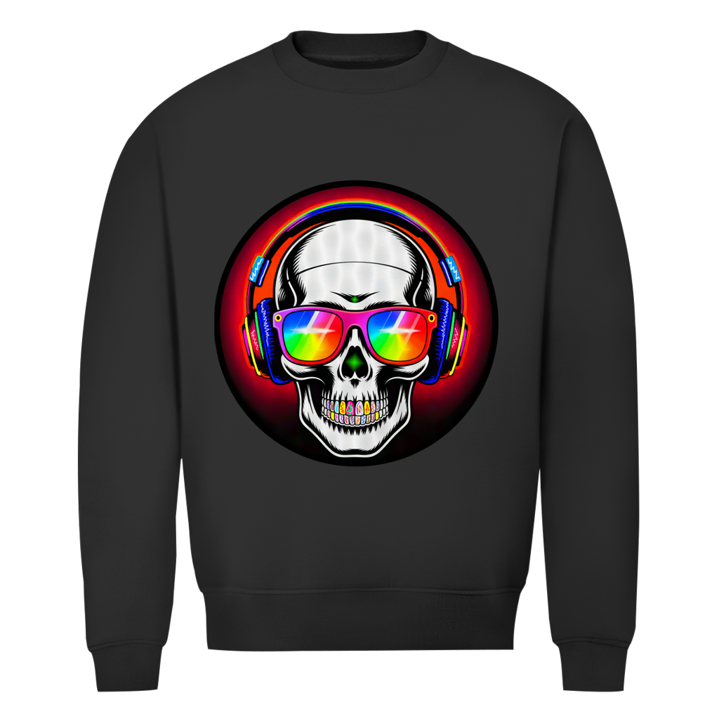 Herren Premium Bio Sweatshirt Discoteka Skull