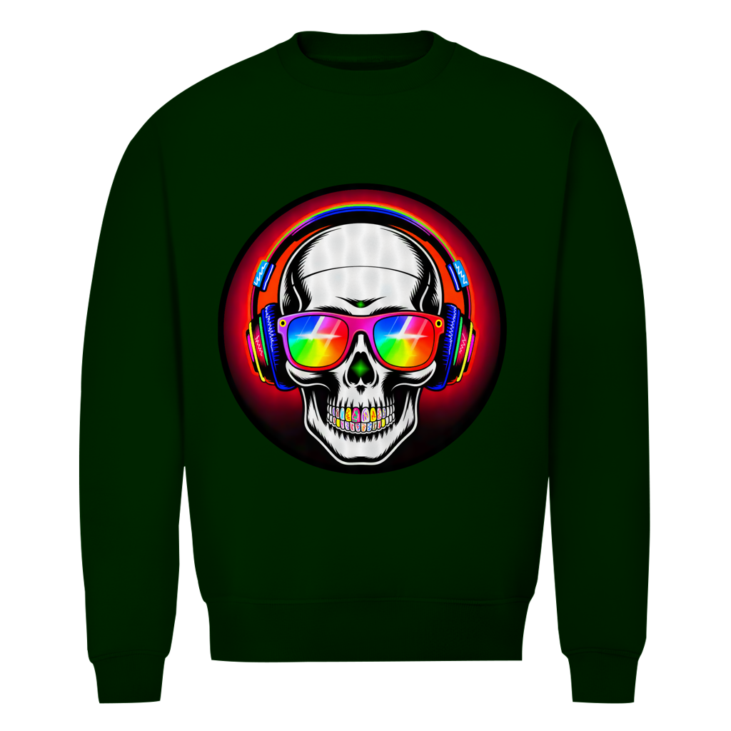 Herren Premium Bio Sweatshirt Discoteka Skull