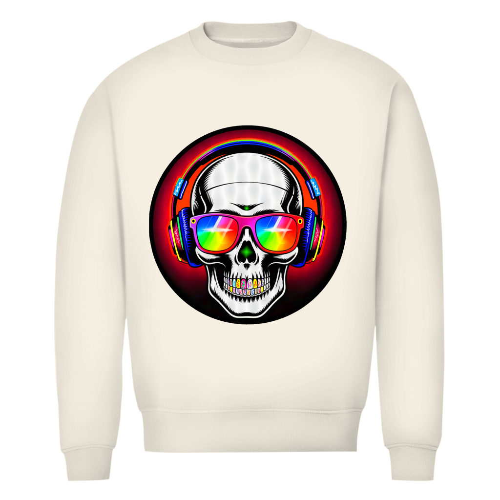 Herren Premium Bio Sweatshirt Discoteka Skull