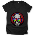 Damen Premium Bio V-Neck T-Shirt Discoteka Skull