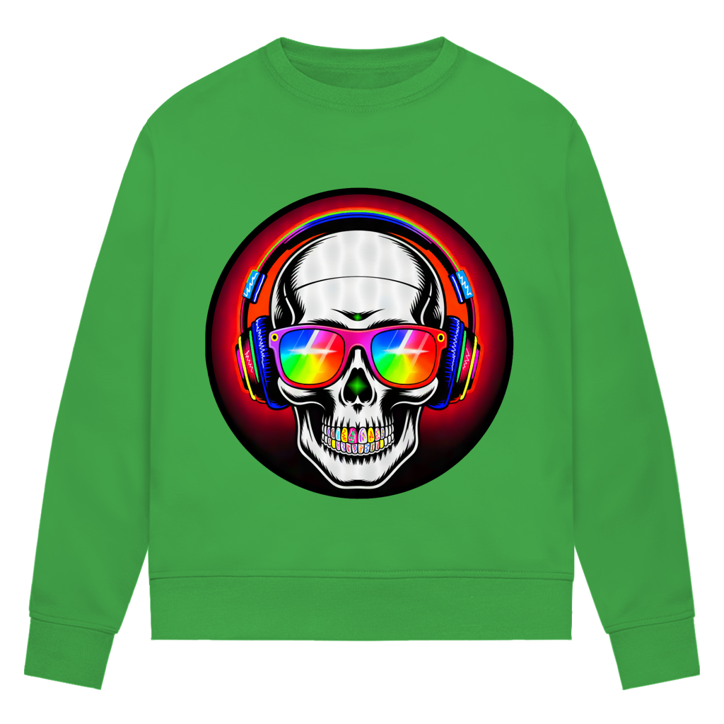 Damen Premium Bio Sweatshirt Discoteka Skull