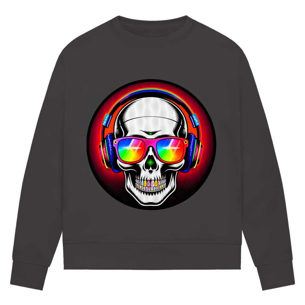 Damen Premium Bio Sweatshirt Discoteka Skull