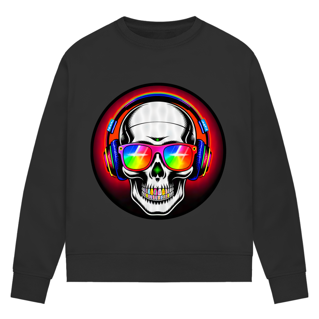 Damen Premium Bio Sweatshirt Discoteka Skull