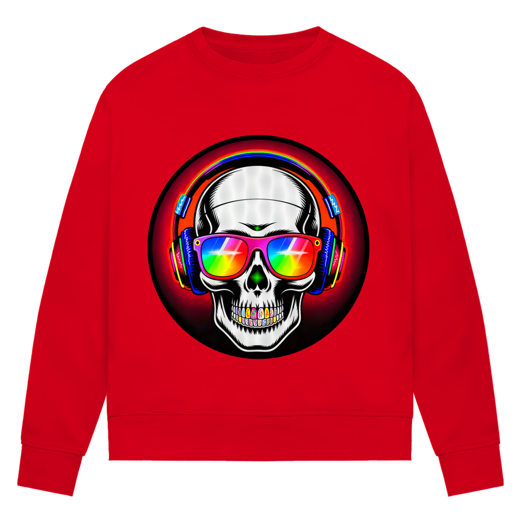 Damen Premium Bio Sweatshirt Discoteka Skull