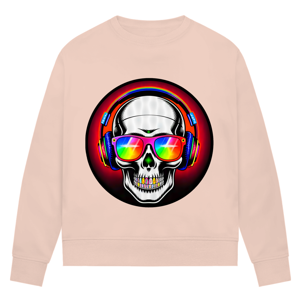 Damen Premium Bio Sweatshirt Discoteka Skull