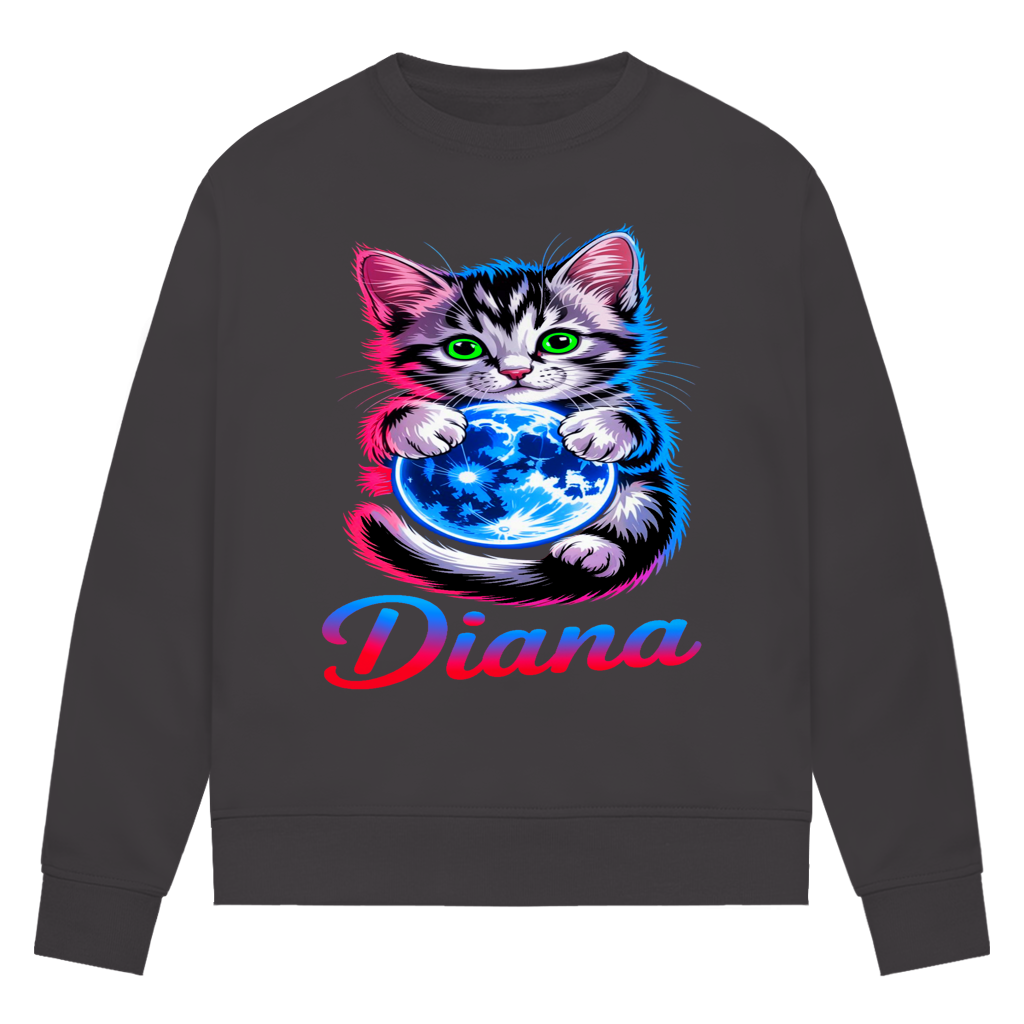 Damen Premium Bio Sweatshirt Katze Diana