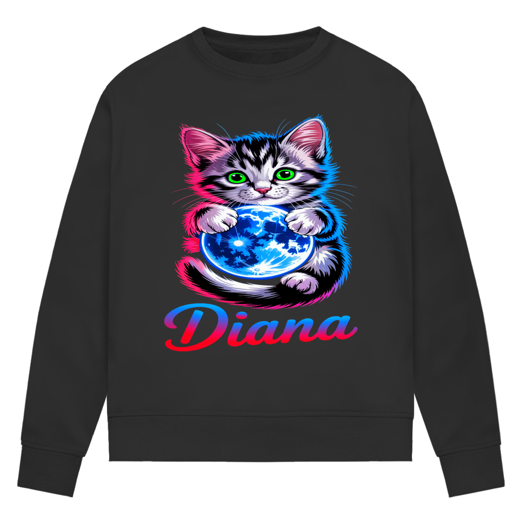 Damen Premium Bio Sweatshirt Katze Diana