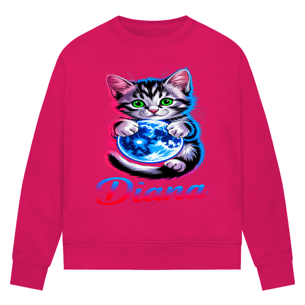 Damen Premium Bio Sweatshirt Katze Diana