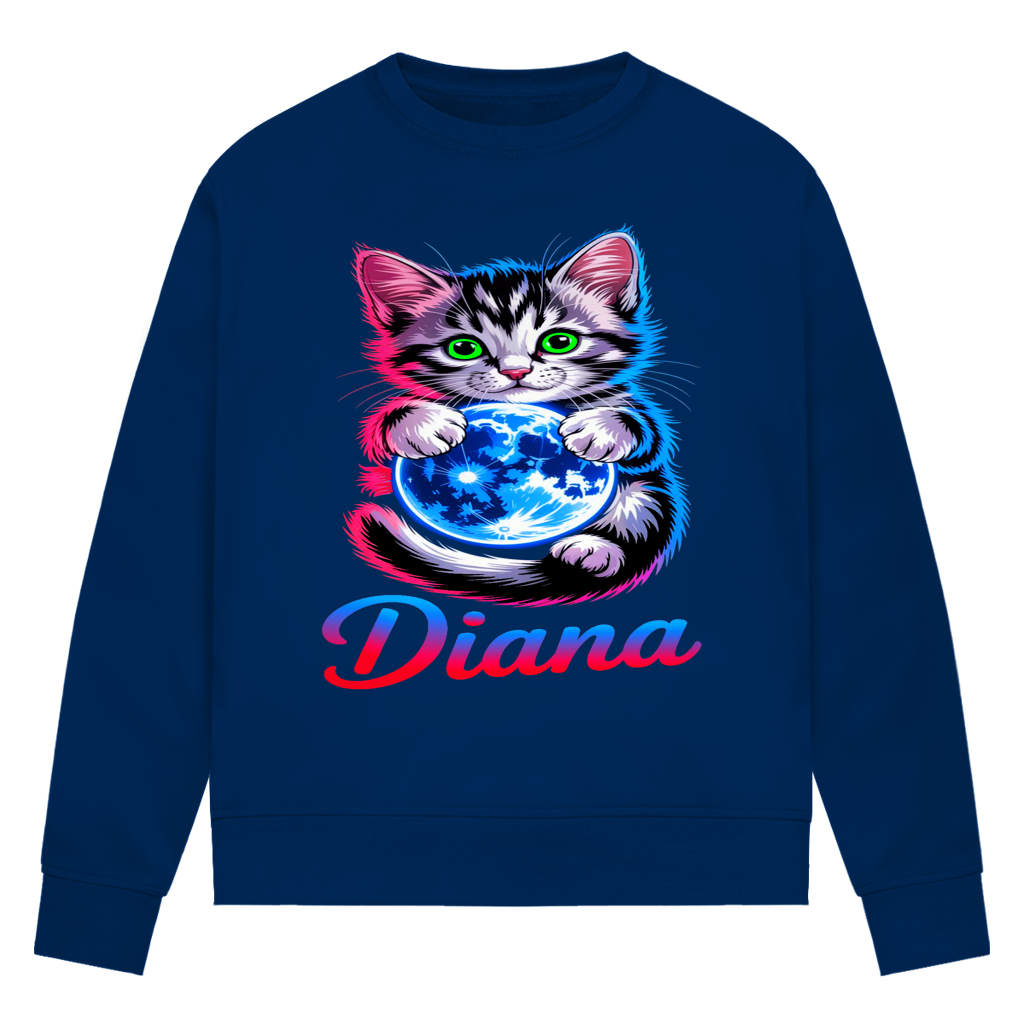 Damen Premium Bio Sweatshirt Katze Diana
