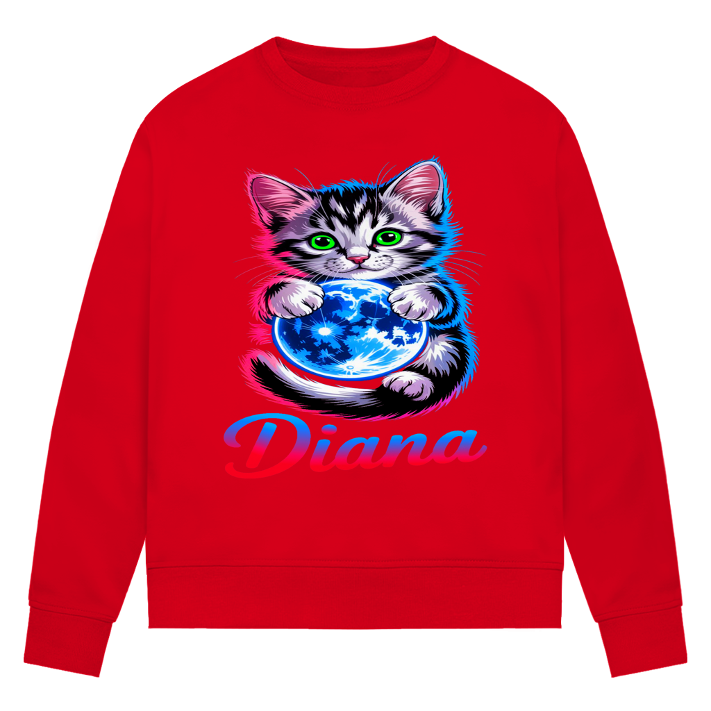 Damen Premium Bio Sweatshirt Katze Diana