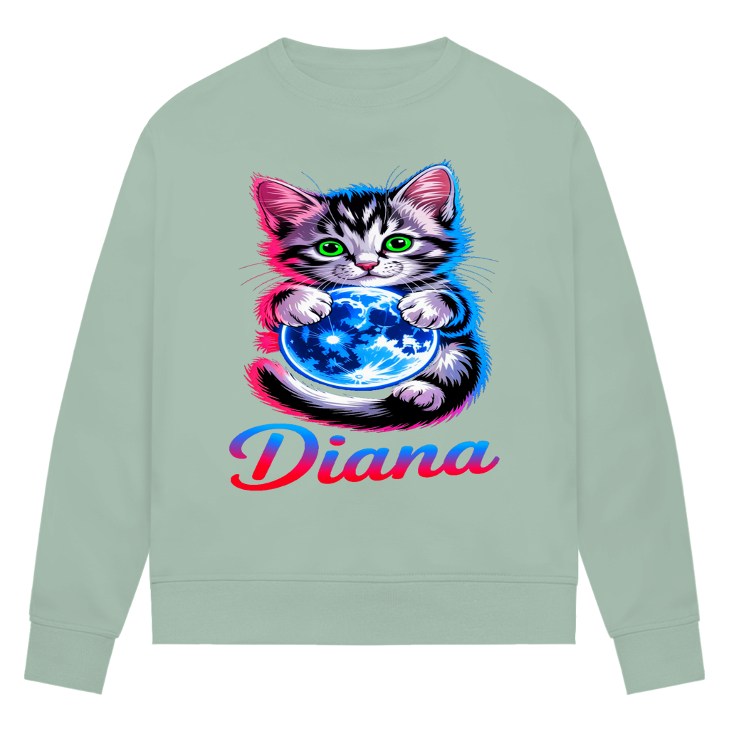 Damen Premium Bio Sweatshirt Katze Diana