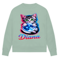 Damen Premium Bio Sweatshirt Katze Diana