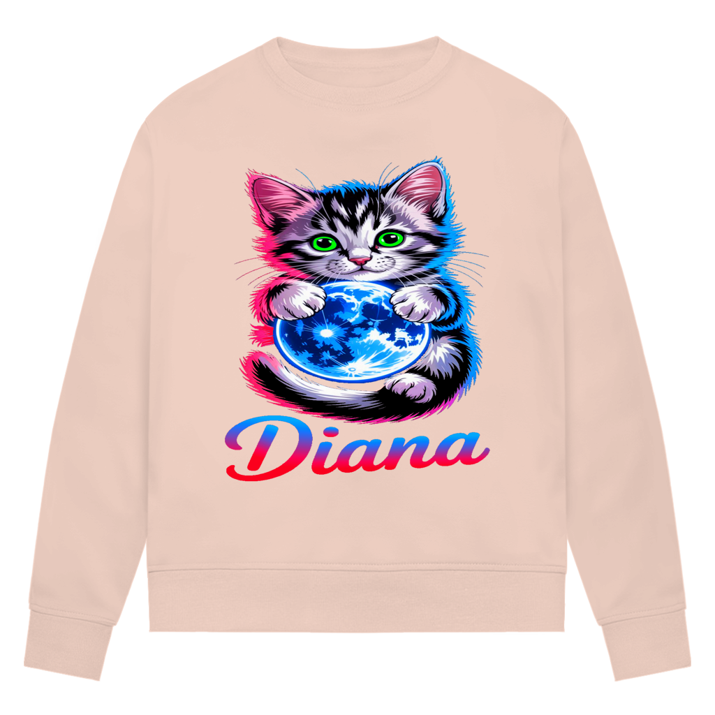Damen Premium Bio Sweatshirt Katze Diana