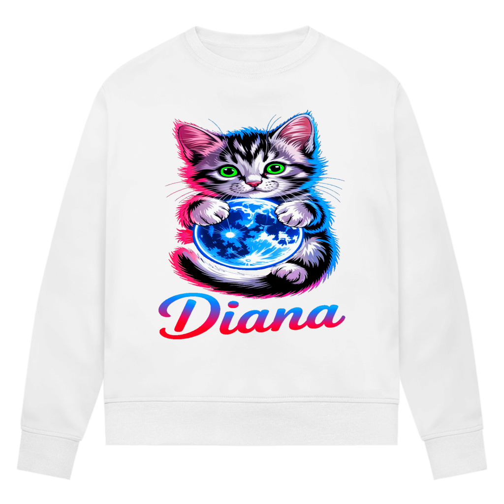 Damen Premium Bio Sweatshirt Katze Diana