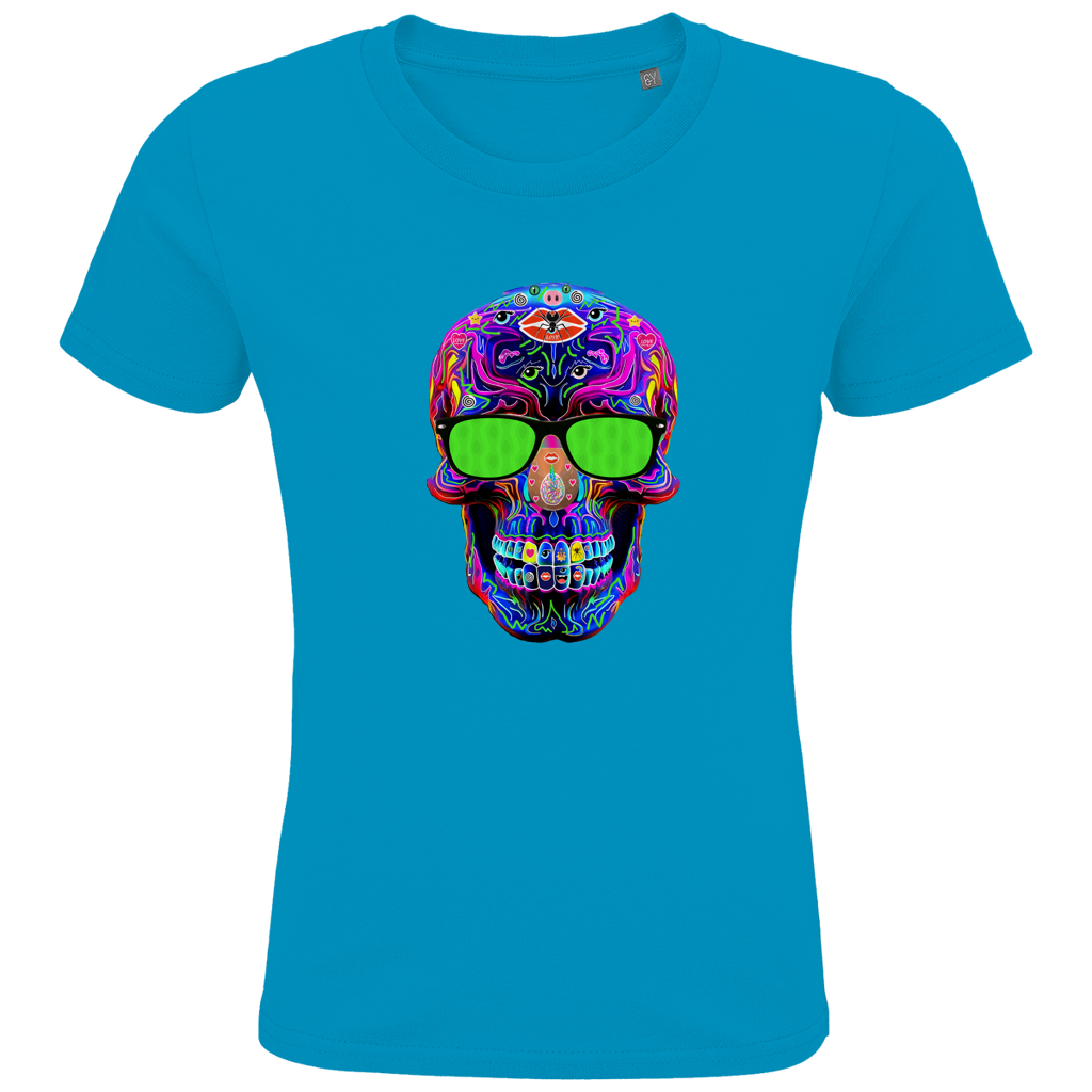 Kids Premium Bio T-Shirt Skull with green Glasses