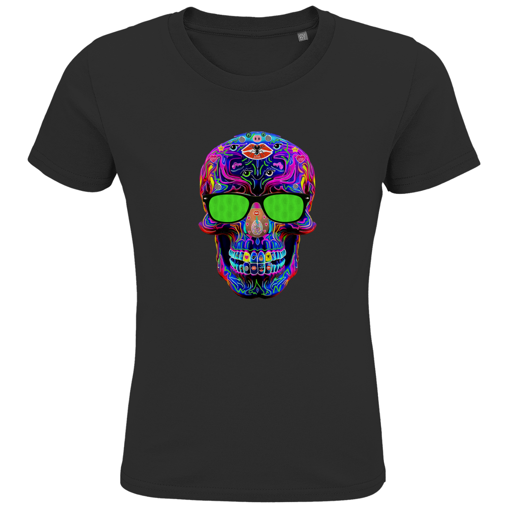 Kids Premium Bio T-Shirt Skull with green Glasses