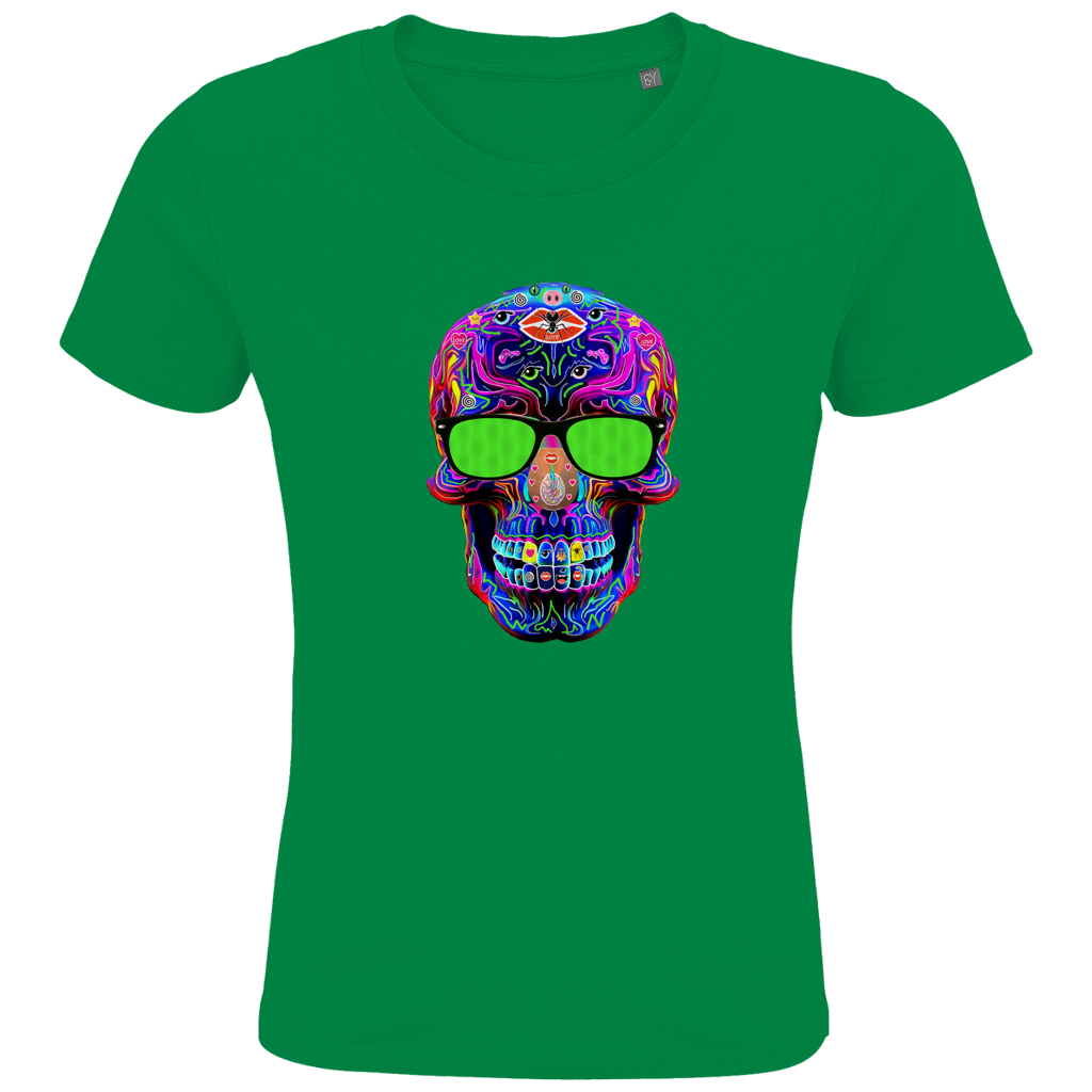 Kids Premium Bio T-Shirt Skull with green Glasses