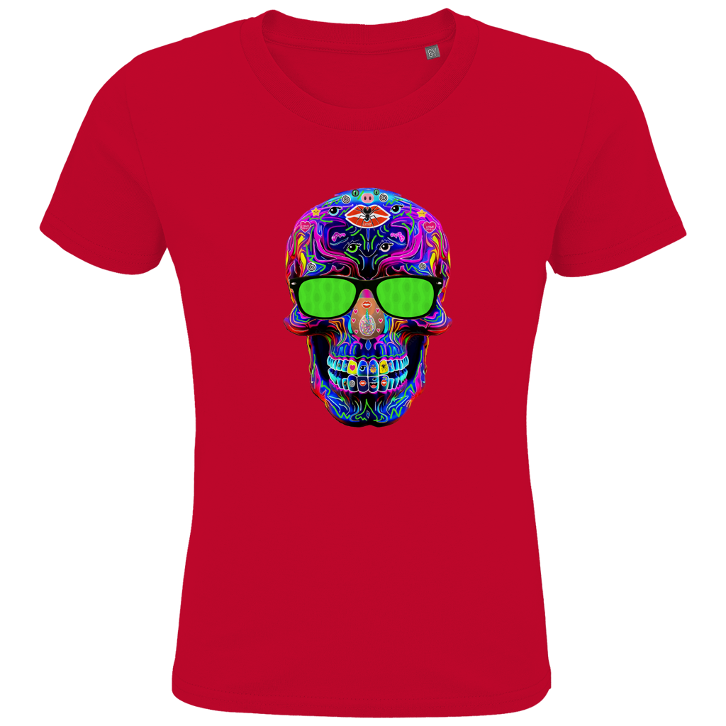 Kids Premium Bio T-Shirt Skull with green Glasses