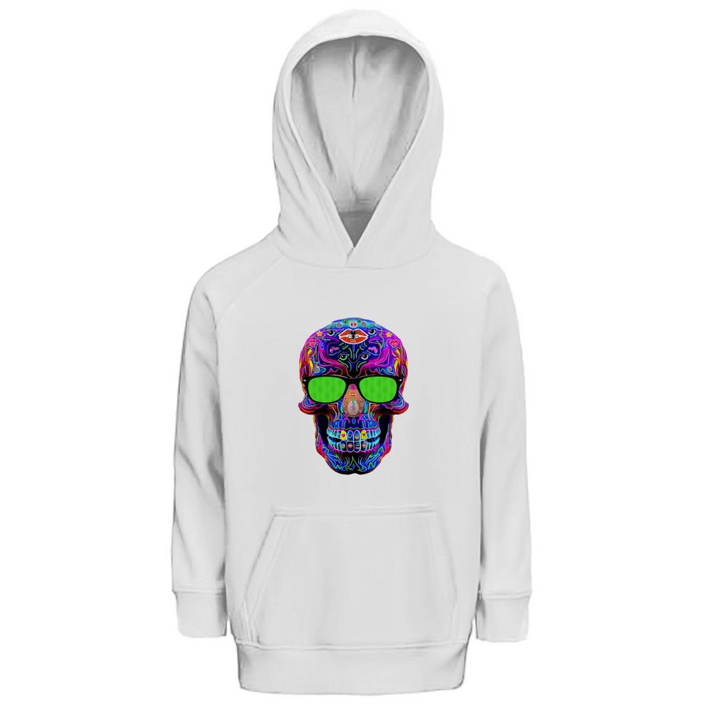Kinder Premium Bio Hoodie Skull with green Glasses