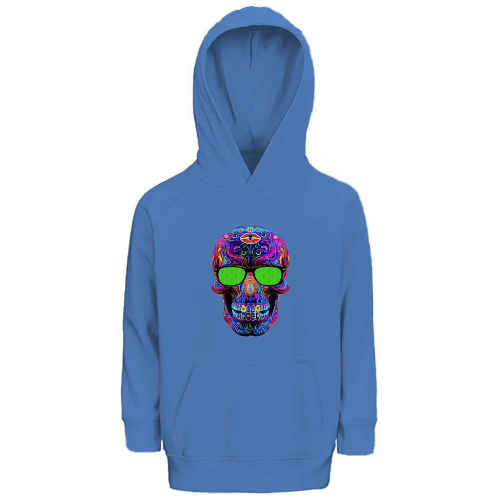 Kinder Premium Bio Hoodie Skull with green Glasses