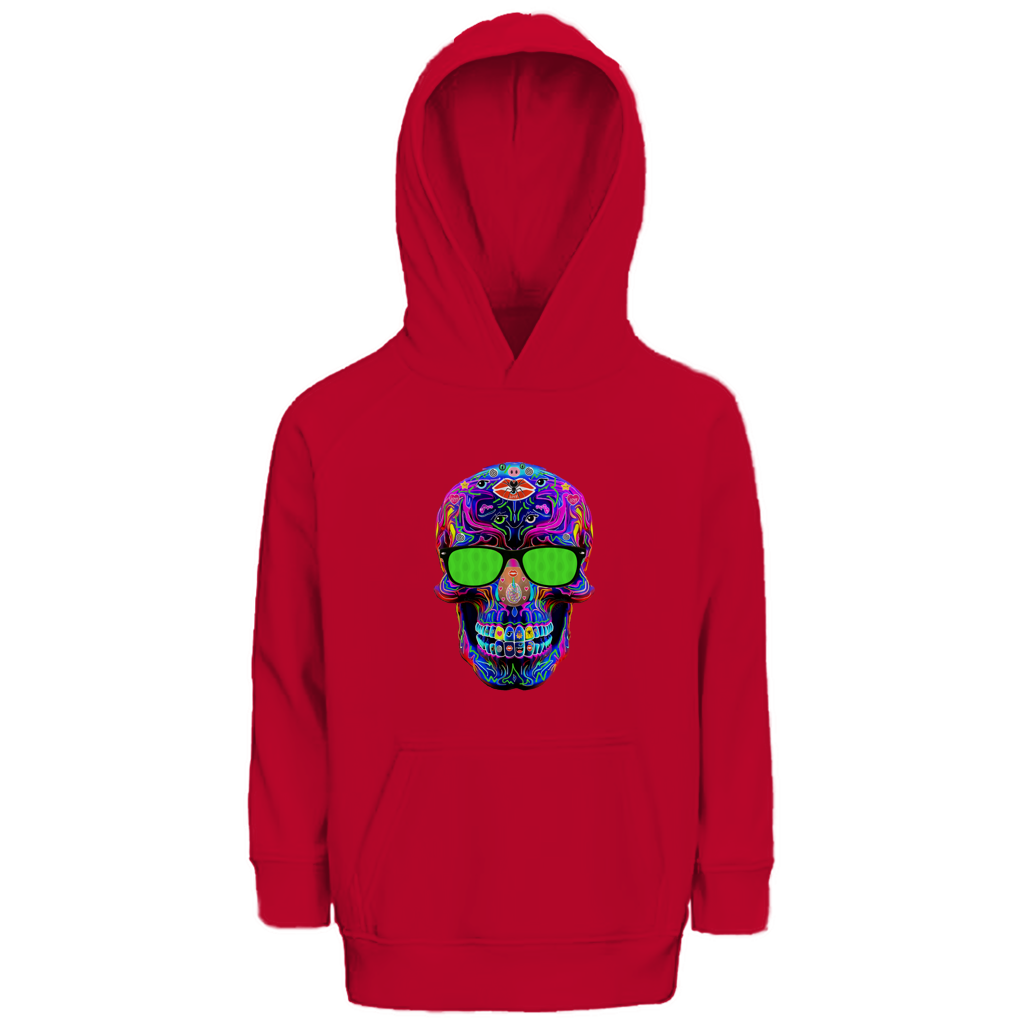 Kinder Premium Bio Hoodie Skull with green Glasses
