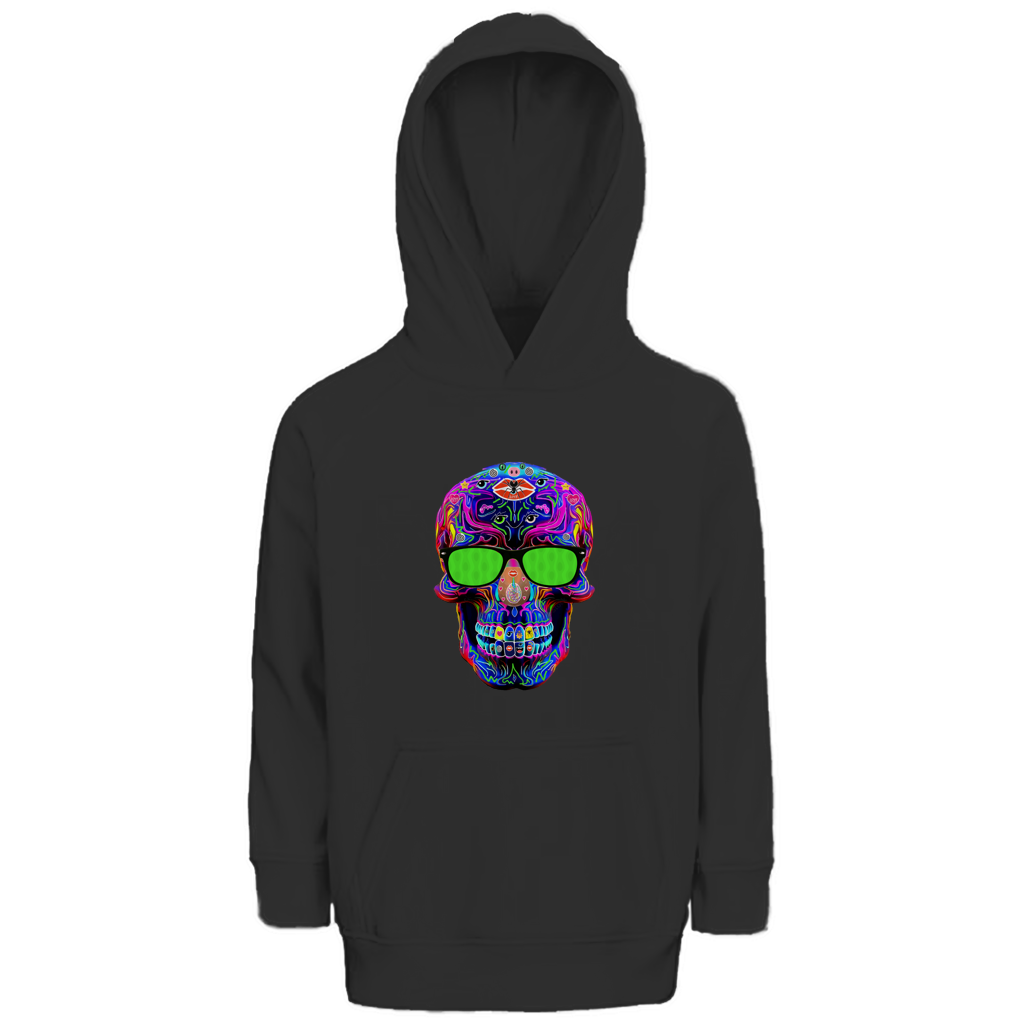 Kinder Premium Bio Hoodie Skull with green Glasses