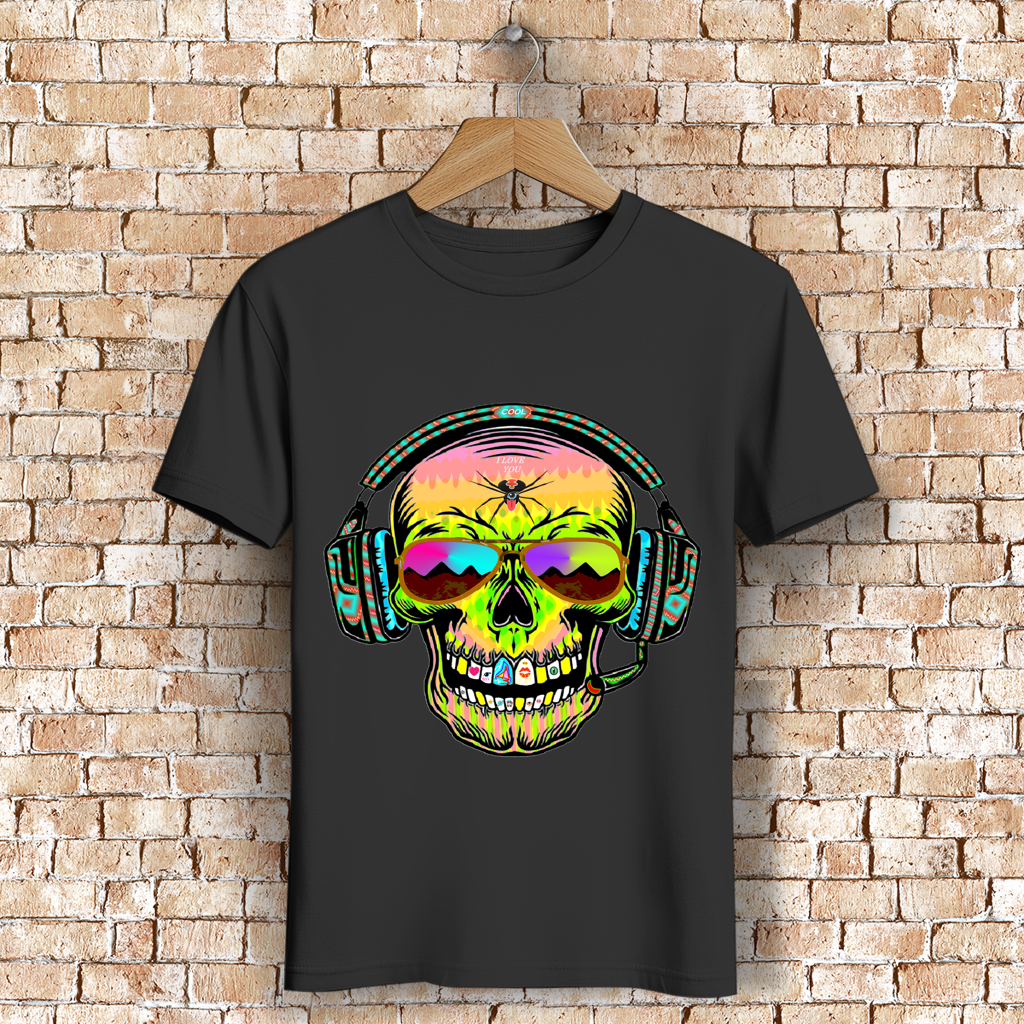 Herren Premium Bio T-Shirt Skull Musik