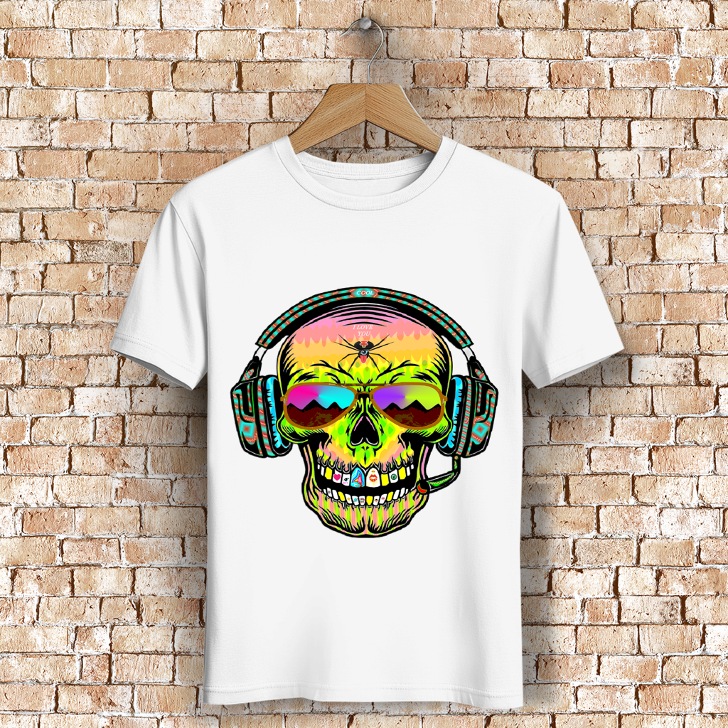 Herren Premium Bio T-Shirt Skull Musik