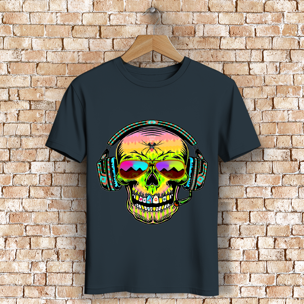 Herren Premium Bio T-Shirt Skull Musik