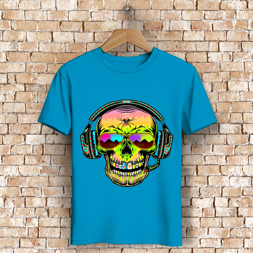 Herren Premium Bio T-Shirt Skull Musik