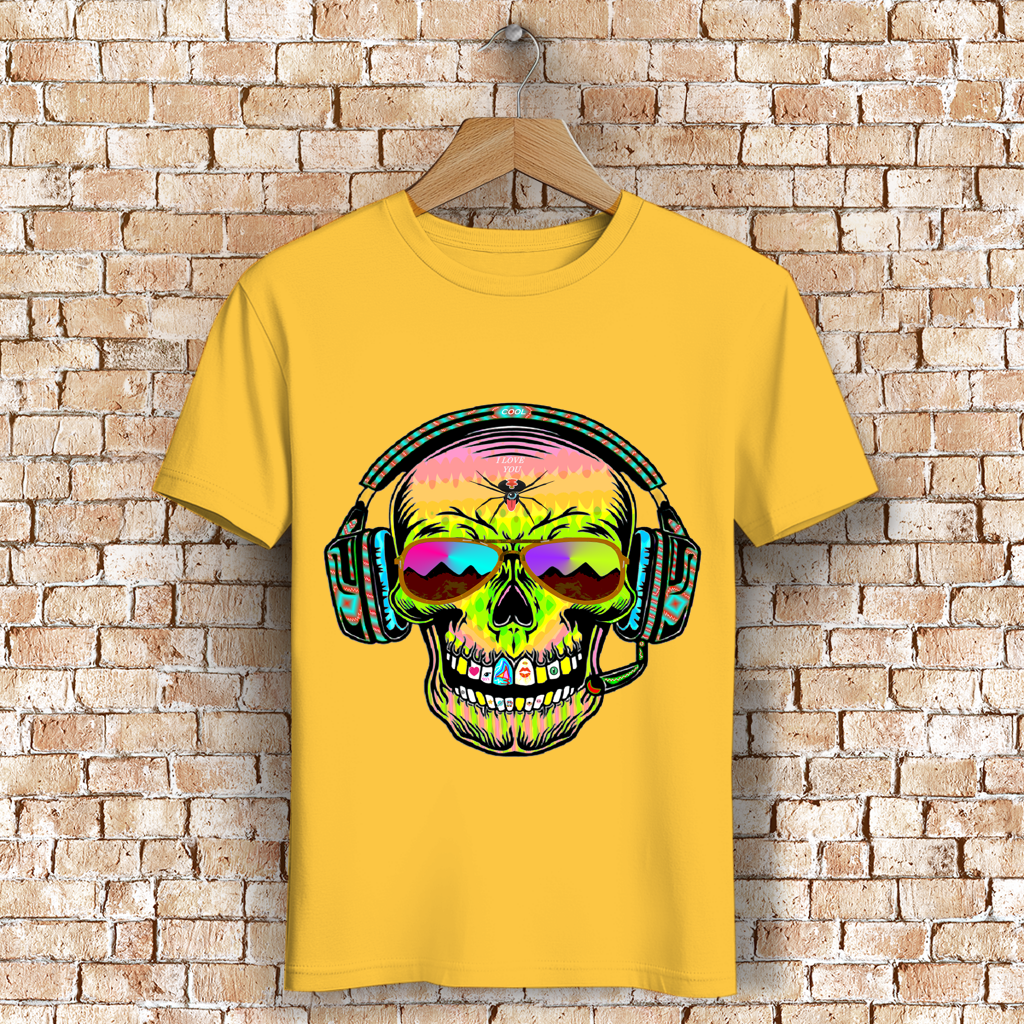 Herren Premium Bio T-Shirt Skull Musik
