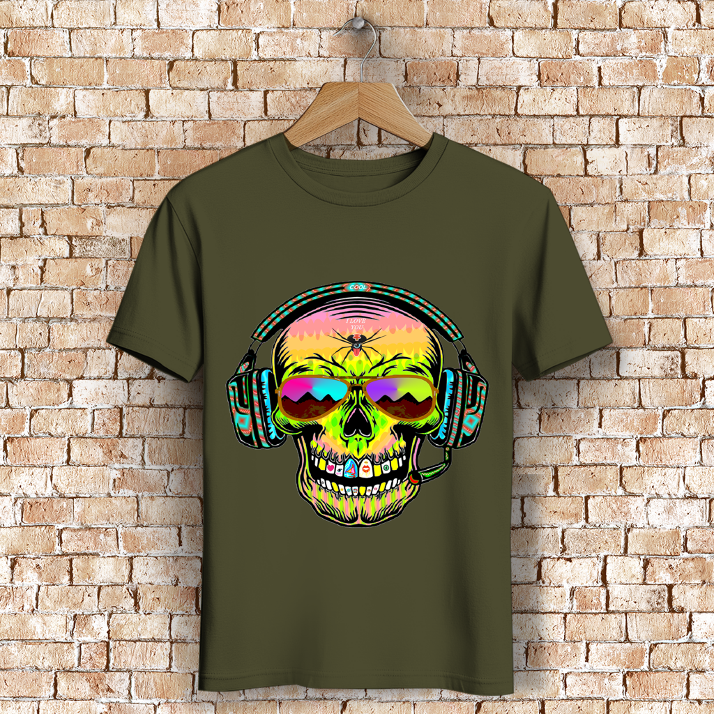 Herren Premium Bio T-Shirt Skull Musik