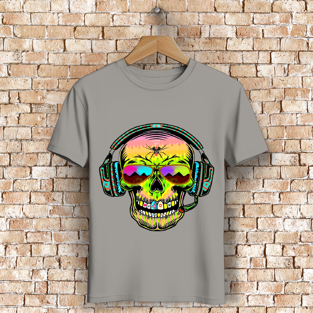 Herren Premium Bio T-Shirt Skull Musik