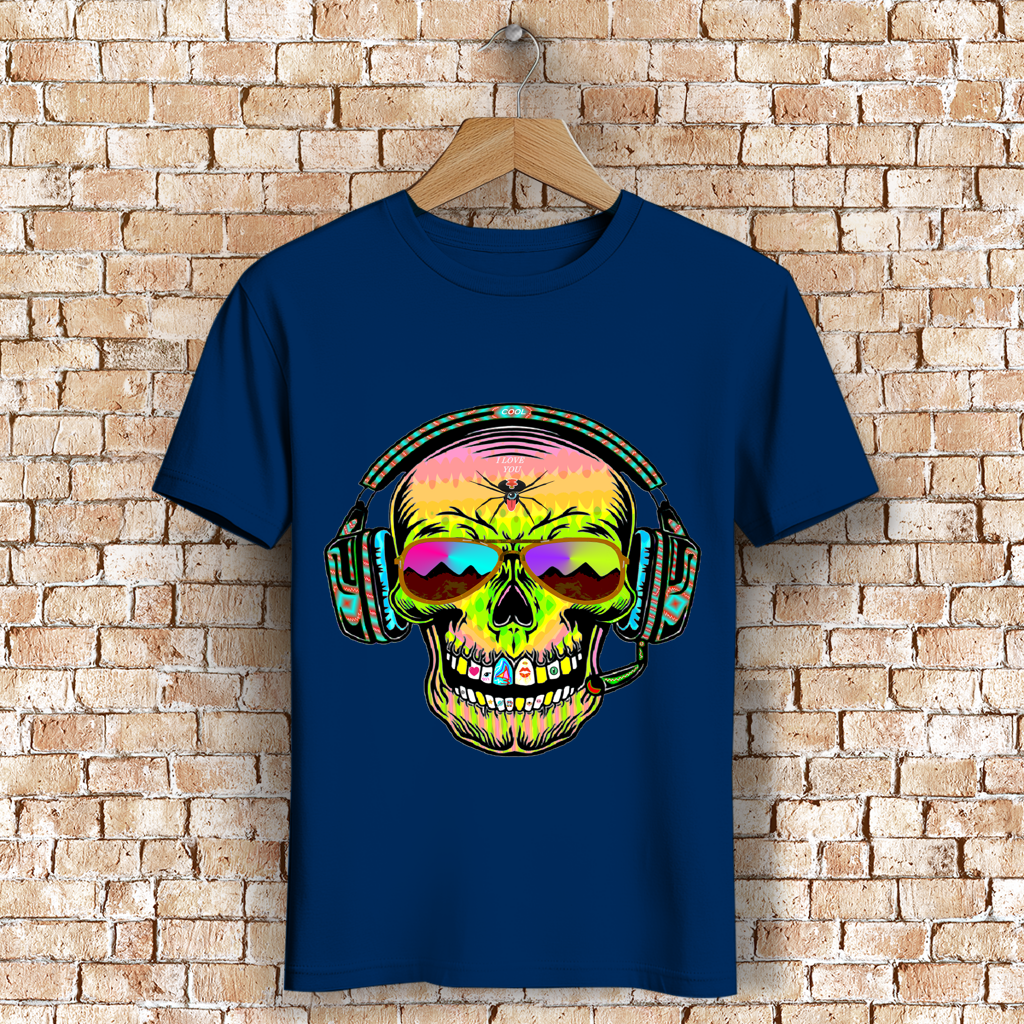 Herren Premium Bio T-Shirt Skull Musik