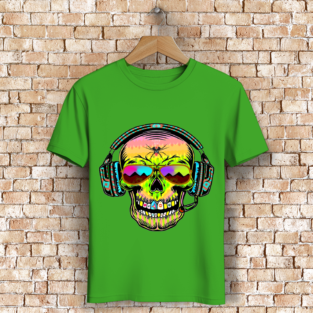 Herren Premium Bio T-Shirt Skull Musik