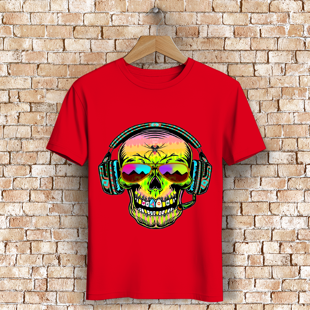 Herren Premium Bio T-Shirt Skull Musik