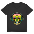 Herren Premium Bio V-Neck T-Shirt Skull Musik