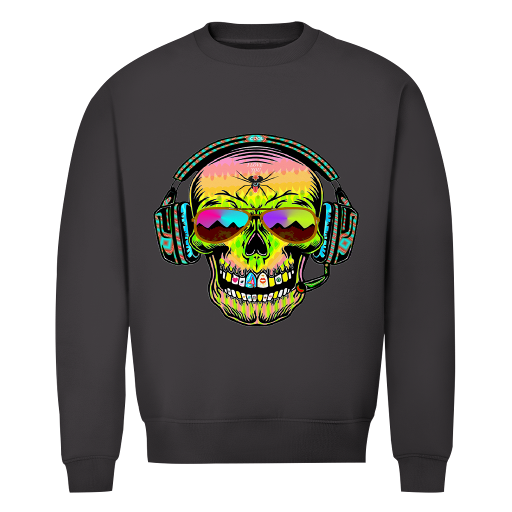 Herren Premium Bio Sweatshirt Skull Musik
