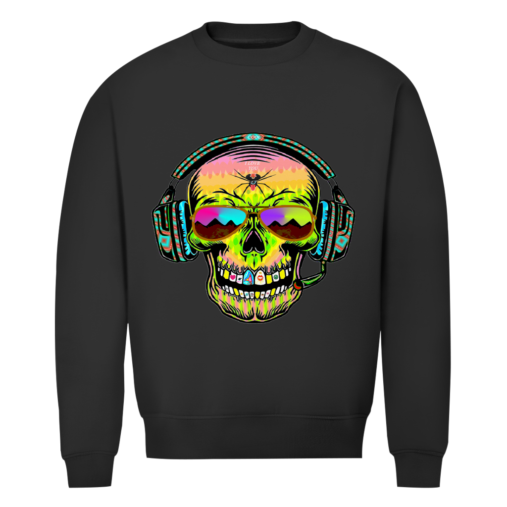 Herren Premium Bio Sweatshirt Skull Musik