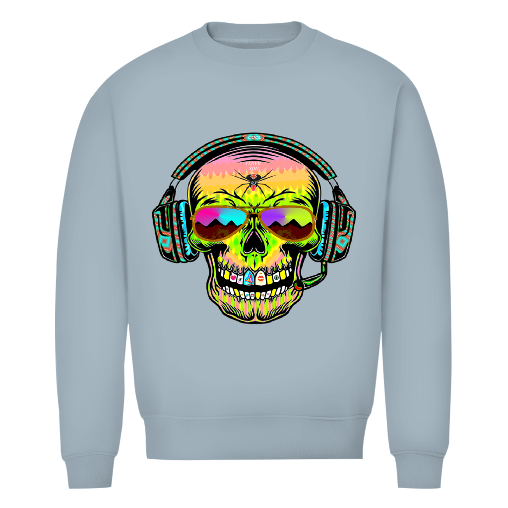 Herren Premium Bio Sweatshirt Skull Musik