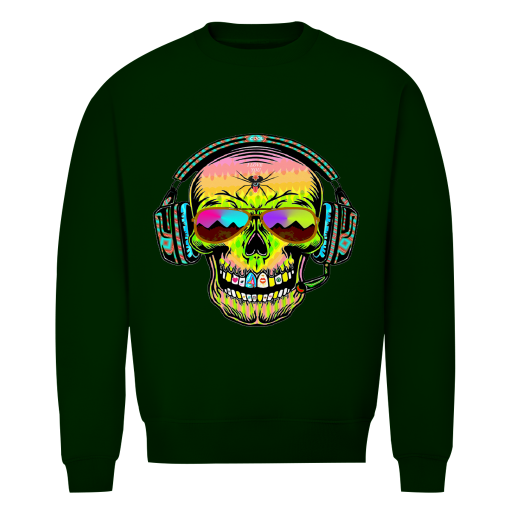 Herren Premium Bio Sweatshirt Skull Musik