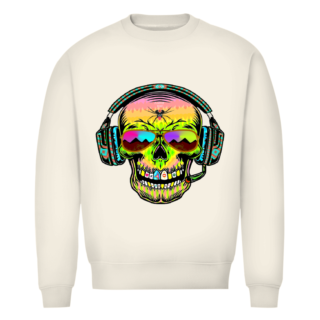Herren Premium Bio Sweatshirt Skull Musik