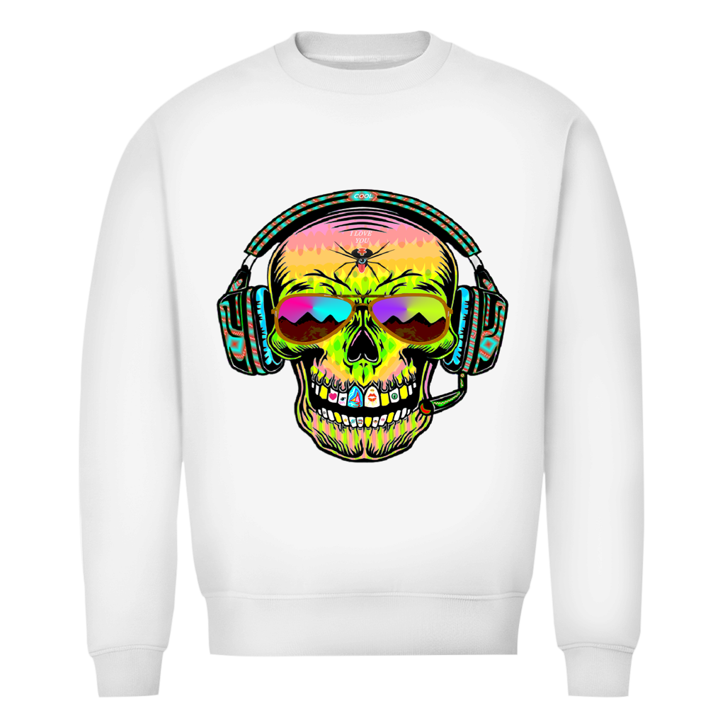 Herren Premium Bio Sweatshirt Skull Musik