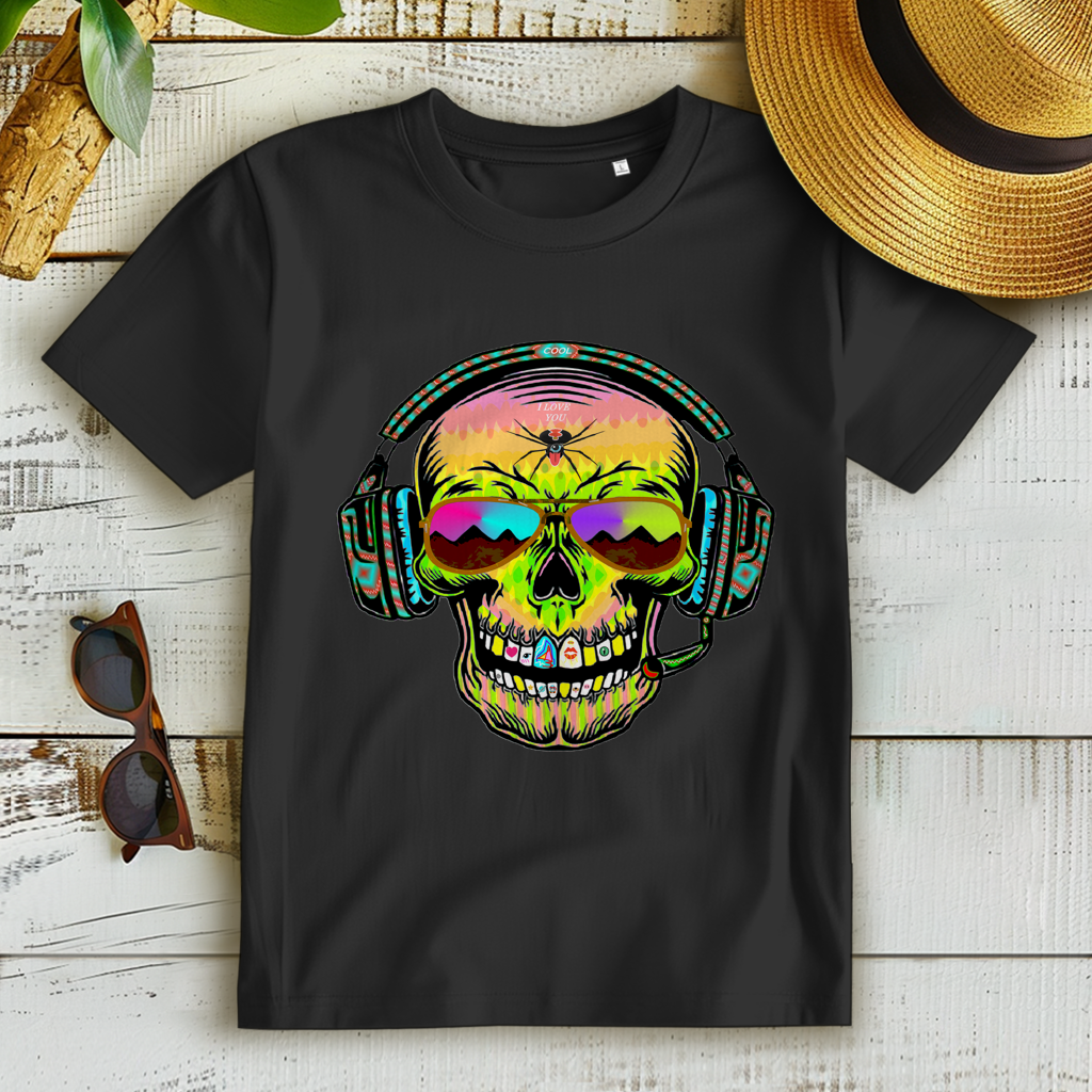 Damen Premium Bio T-Shirt Skull Musik